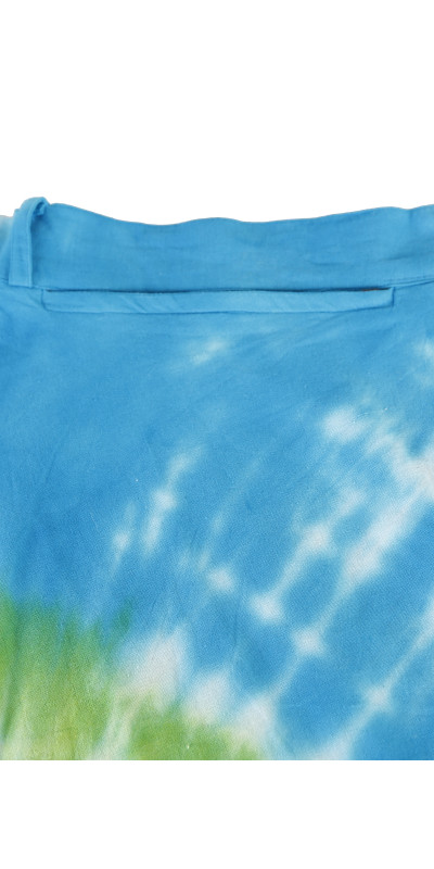 Blue & Green Tie Dye Wrap Skirt with Zip Pocket