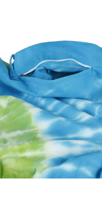 Blue & Green Tie Dye Wrap Skirt with Zip Pocket