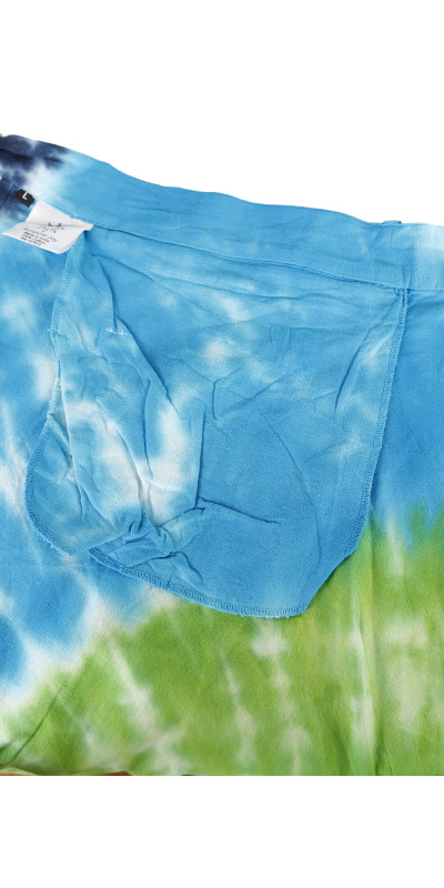 Blue & Green Tie Dye Wrap Skirt with Zip Pocket