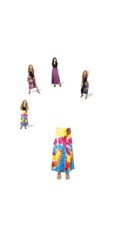 Multi Spiral Rainbow Tie Dye Wrap Skirt with Zip Pocket