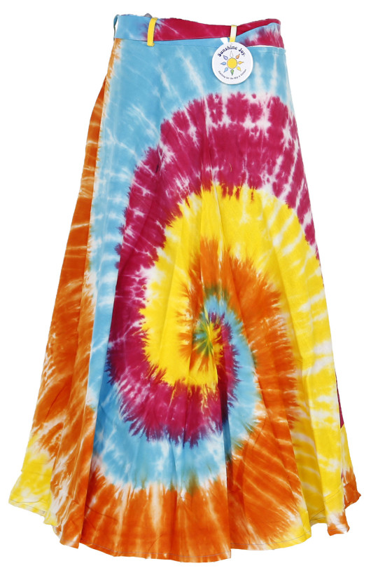 Rainbow Tie Dye Wrap Skirt with Zip Pocket 