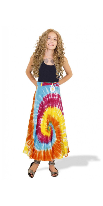 Rainbow Tie Dye Wrap Skirt with Zip Pocket