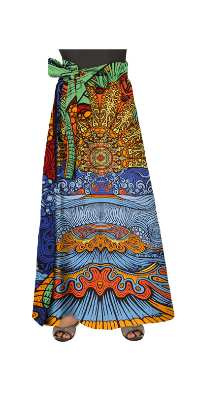 Epic Tropical Island Wrap Skirt with Zip Pocket