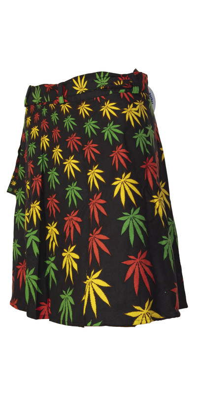 Leaf Vortex Short Wrap Skirt with Zip Pocket