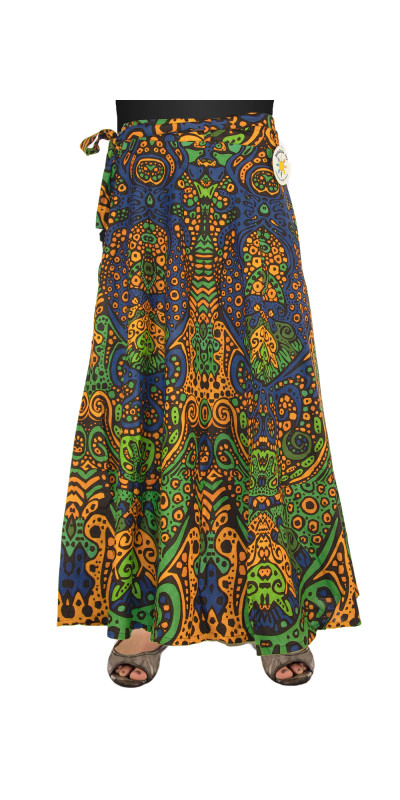 Earthburst Wrap Skirt with Zip Pocket