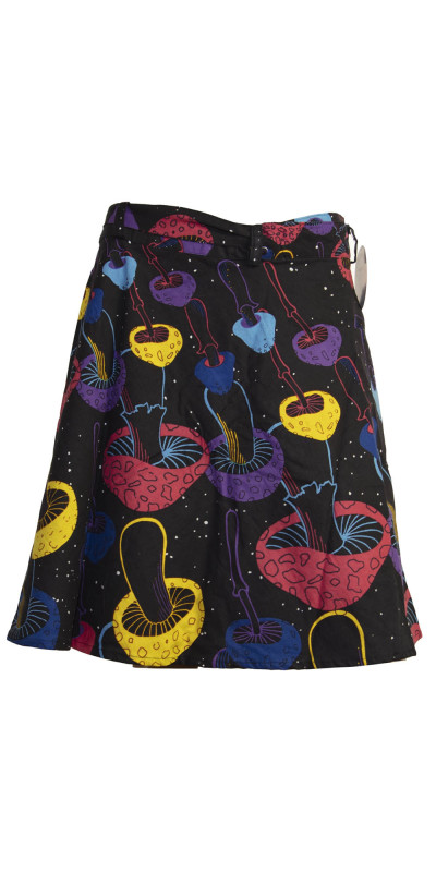Magic Mushroom Short Wrap Skirt with Zip Pocket