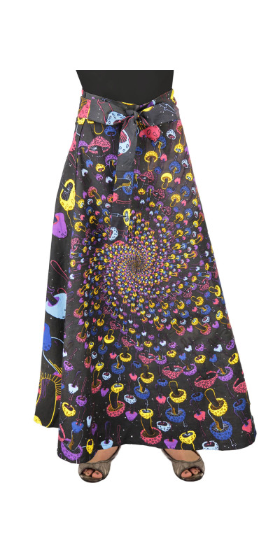 Magic Mushroom Wrap Skirt with Zip Pocket