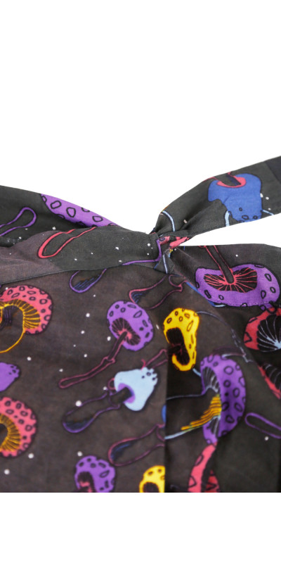 Magic Mushroom Short Wrap Skirt with Zip Pocket