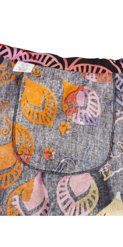 Colorful Cats Short Wrap Skirt with Zip Pocket