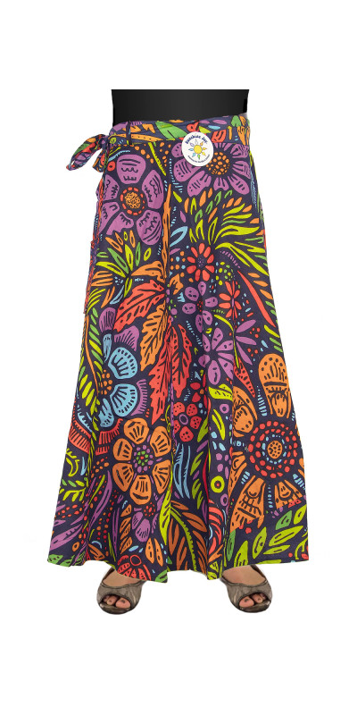 Lush Flower Wrap Skirt with Zip Pocket