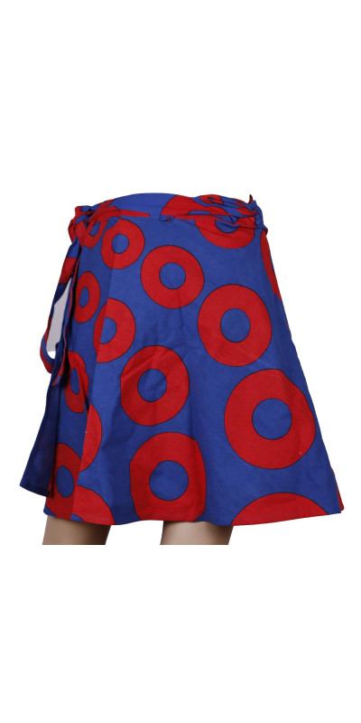Donuts Short Wrap Skirt with Zip Pocket