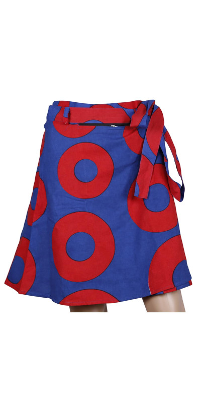 Donuts Short Wrap Skirt with Zip Pocket