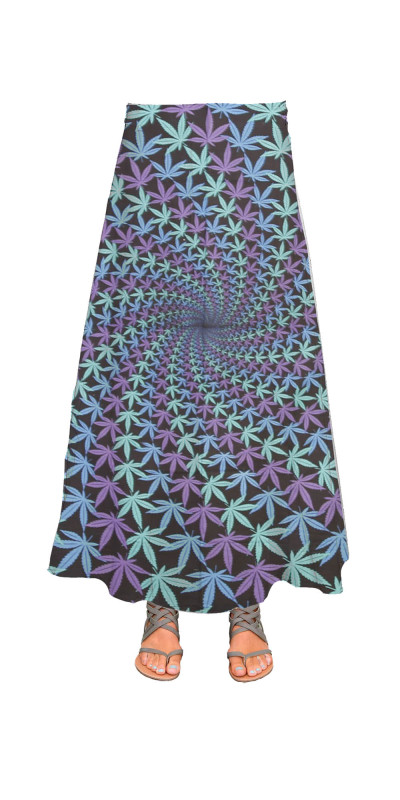 Night Leaf Spiral Wrap Skirt with Zip Pocket