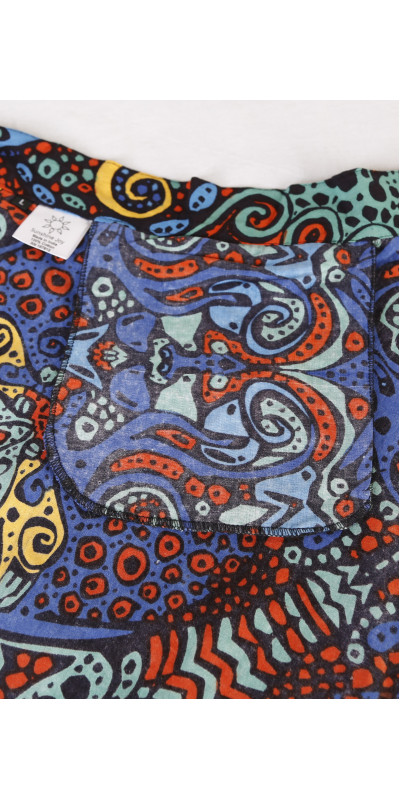 Blue Burst Wrap Skirt with Zip Pocket