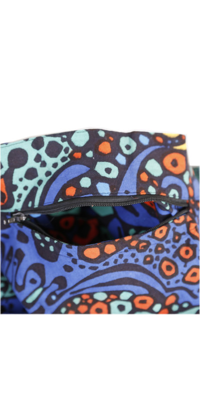 Blue Burst Wrap Skirt with Zip Pocket