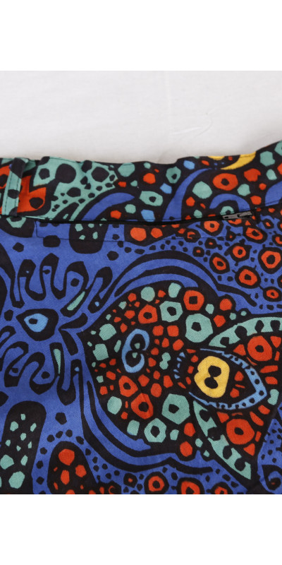 Blue Burst Wrap Skirt with Zip Pocket