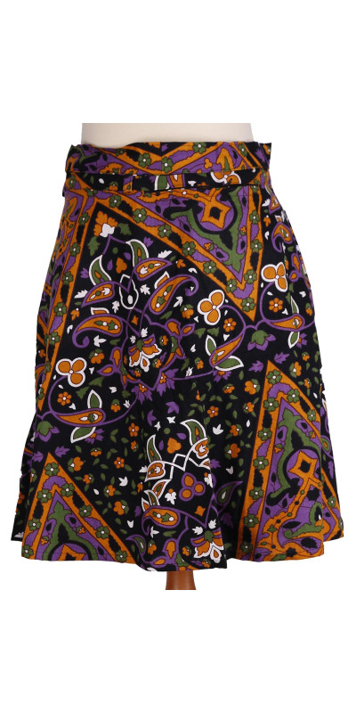 India Star Short Wrap Skirt with Zip Pocket