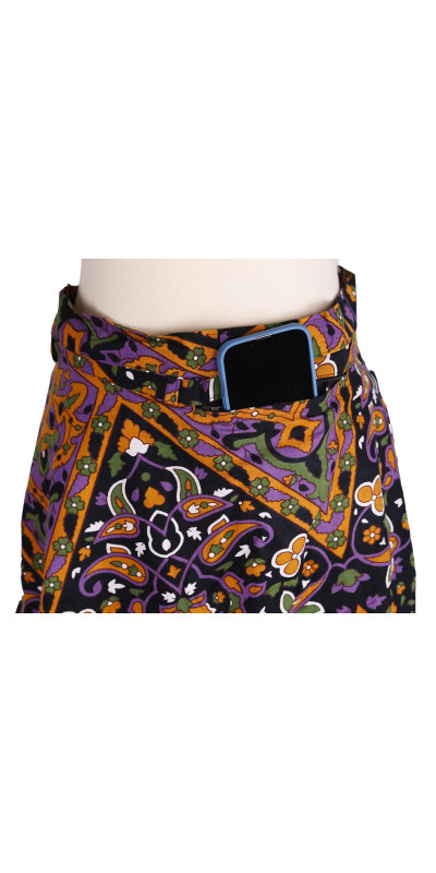 India Star Short Wrap Skirt with Zip Pocket
