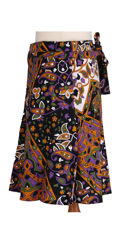 India Star Short Wrap Skirt with Zip Pocket