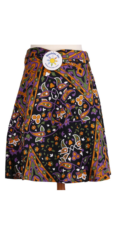 India Star Short Wrap Skirt with Zip Pocket