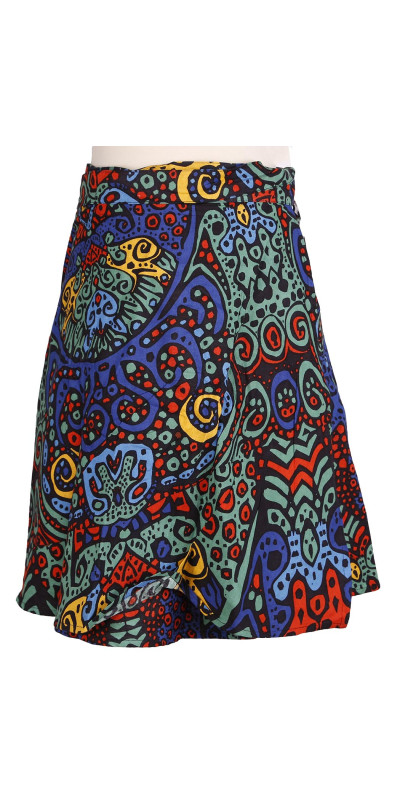 Blueburst Short Wrap Skirt with Zip Pocket
