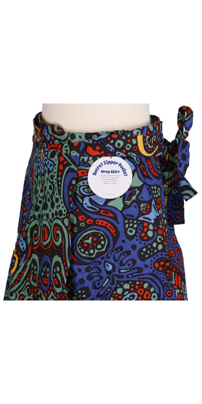 Blueburst Short Wrap Skirt with Zip Pocket
