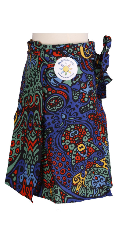 Blueburst Short Wrap Skirt with Zip Pocket