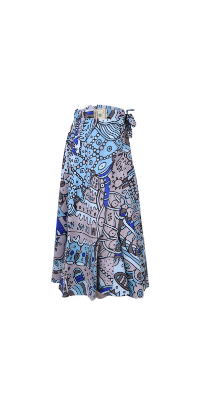 Twilight Daydream Wrap Skirt with Zip Pocket