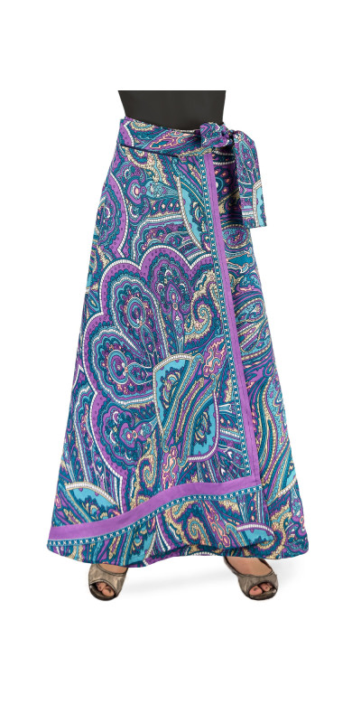 Kaleidoscope Paisley Wrap Skirt with Zip Pocket-DISCO