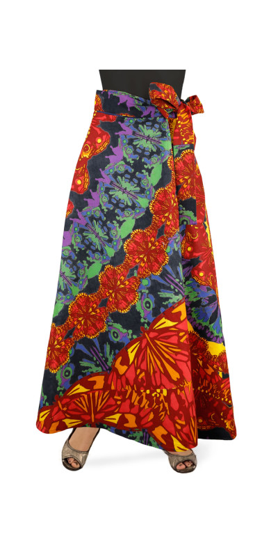 Butterfly Bloom Wrap Skirt with Zip Pocket