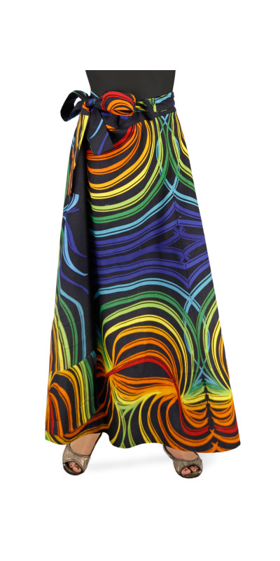 Rainbow Ripple Wrap Skirt with Zip Pocket