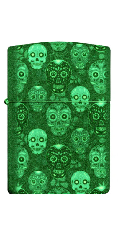 Glow In The Dark Sugar Skulls Zippo Lighter