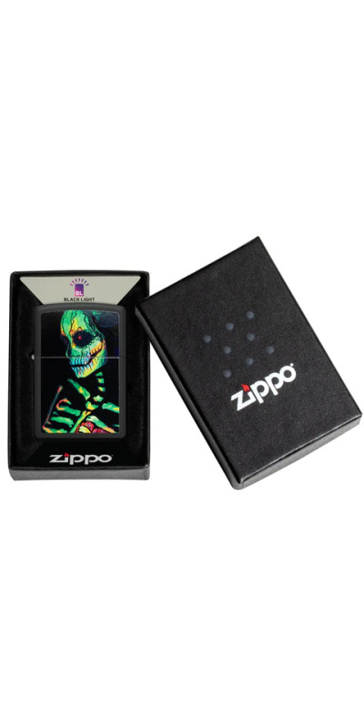 Blacklight Sugar Skeleton Zippo Lighter