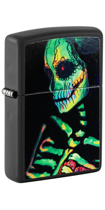Blacklight Sugar Skeleton Zippo Lighter