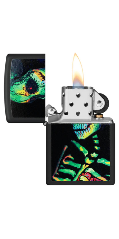 Blacklight Sugar Skeleton Zippo Lighter