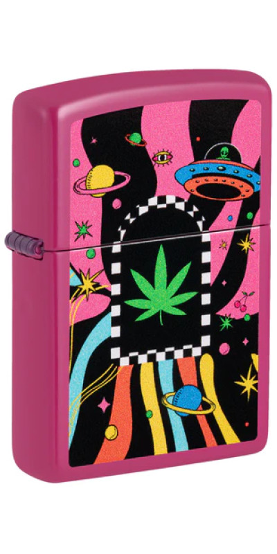 Pink Space Leaf Zippo Lighter