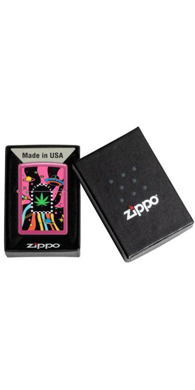 Pink Space Leaf Zippo Lighter