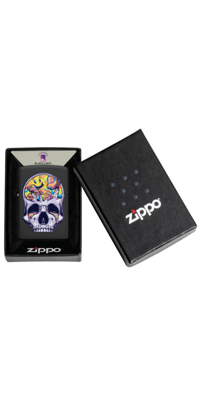Blacklight Skull Zippo Lighter