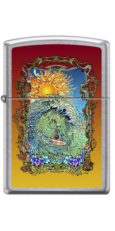 Surfing Skeleton Zippo Lighter Art by Mike DuBois