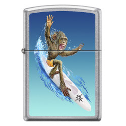 Surfing Monkey Zippo Lighter Art by Mike DuBois