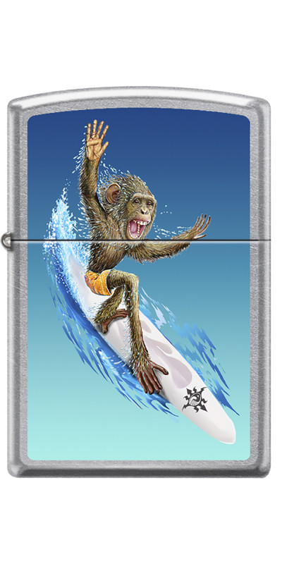 Surfing Monkey Zippo Lighter Art by Mike DuBois