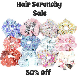 Wholesale Lot of 12 Assorted Rayon Hippie Hair Scrunchies  **SALE**