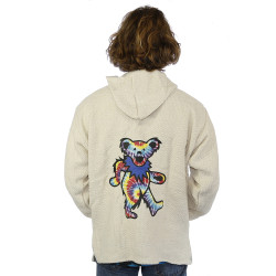 Grateful Dead Baja Pull Over Hoodie Natural Tie Dye Bear