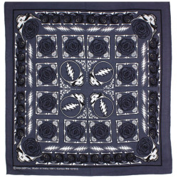 Grateful Dead SYF & Roses Bandana Grey 22x22 Grateful Dead SYF & Roses Bandana Grey 22x22