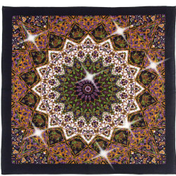 India Star #7 Bandana Adorned with 144 Swarovski Crystals Gold, Green & Violet 22x22