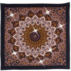 India Star #9  Bandana Adorned with 144 Swarovski Crystals Brown, Tan & Gray  22x22