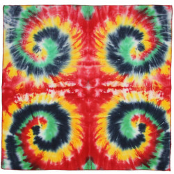 Tie-Dyed Rasta Multi-Spiral Bandana 22x22