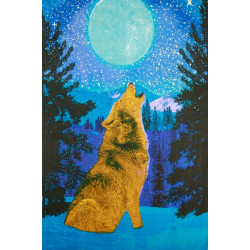 3D Glow in the Dark Wolf Tapestry