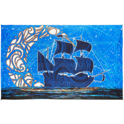 3D Glow In The Dark Moon Ship Tapestry - Art by Shannon Hurst