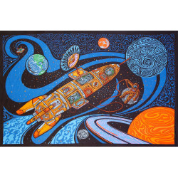 3D Blast Off Outer Space Tapestry  - Art by Chris Pinkerton *SALE*